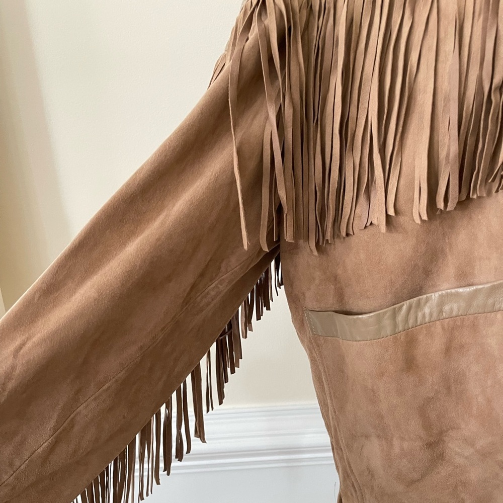 New Anthropologie Lamarque Madeline Fringe Suede Leather Jacket Size Small - Picture 5 of 7